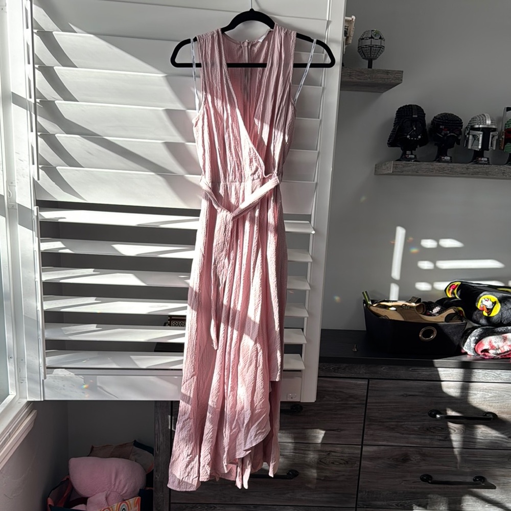 Calvin Klein Pink Maxi Wrap Tie Front Jumpsuit